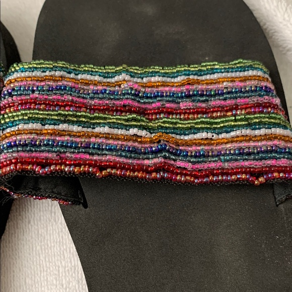 GAP Black Sandals with Colorful Beaded Straps - Picture 3 of 6